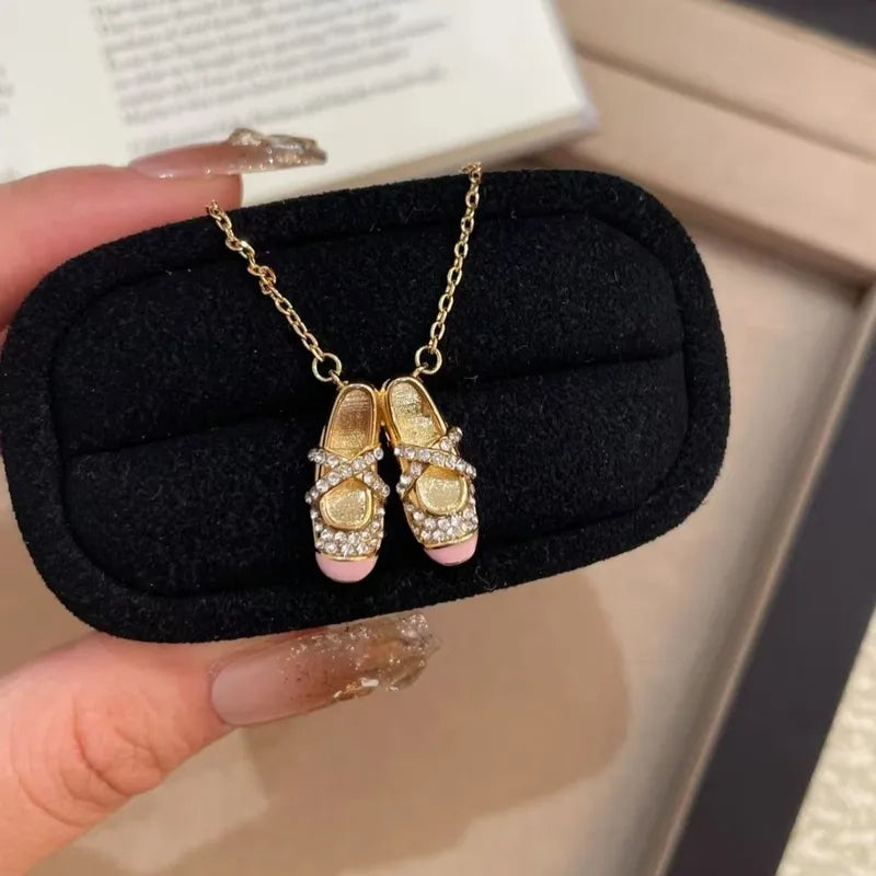Elegant Ballet Shoe Necklace Pendant Jewelry for Women - Exquisite Design Gift