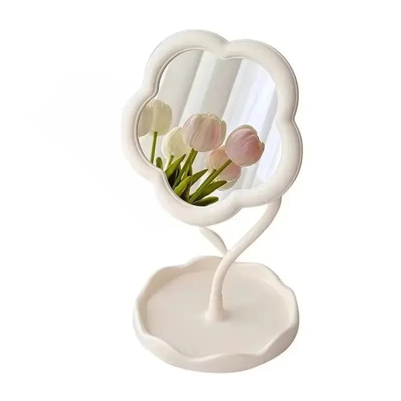 Creative Desktop Flower Mirror for Dorm Room Vanity Home Decor
