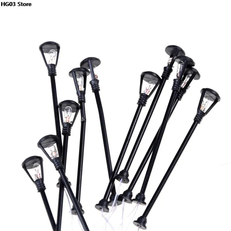 Mini Decor Street Lamp Set for Fairy Gardens - 10pcs Resin Miniatures for Home & Model Landscaping
