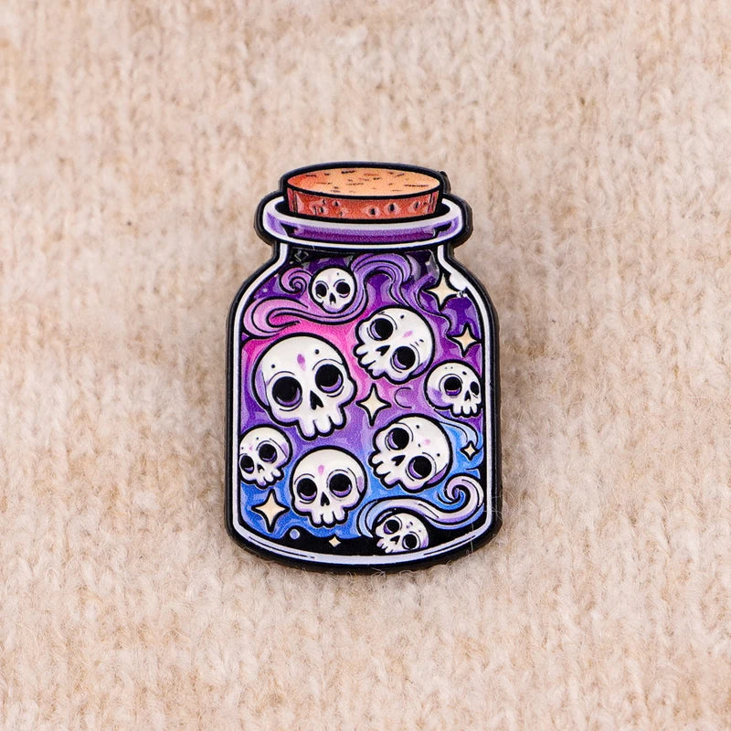 Halloween Mexican Skull Enamel Brooch Pins for Backpack & Clothing Accessories - Skeleton Potion Badge