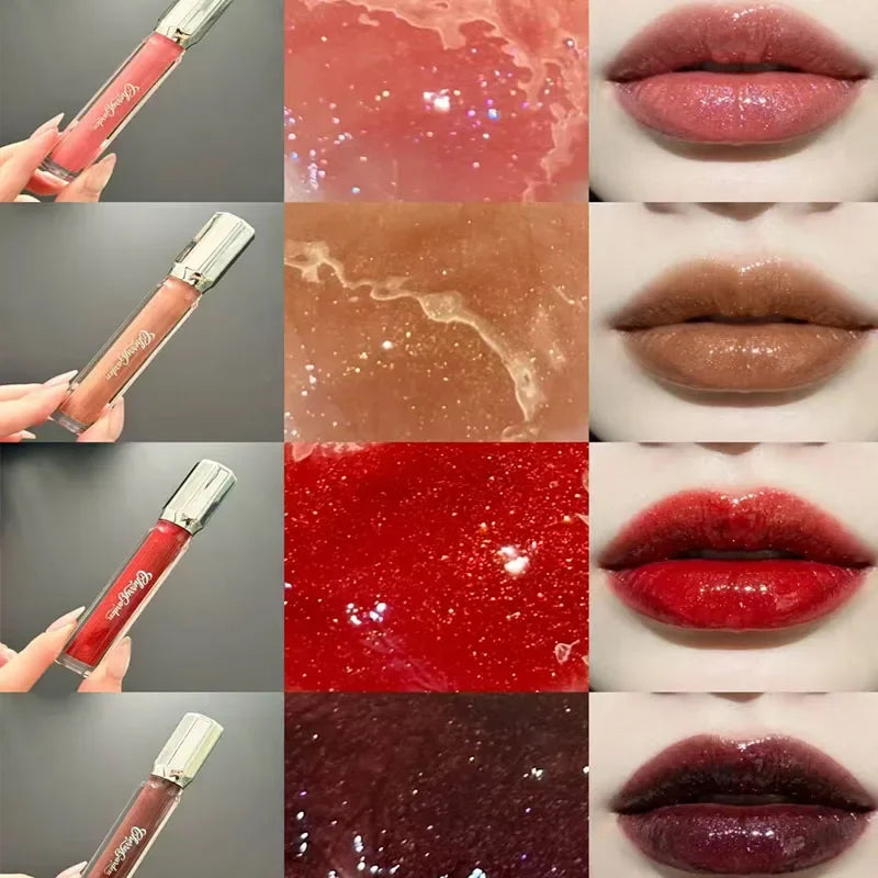Goth Shimmer Lip Gloss Set with Glitter Nude & Colorful Variants