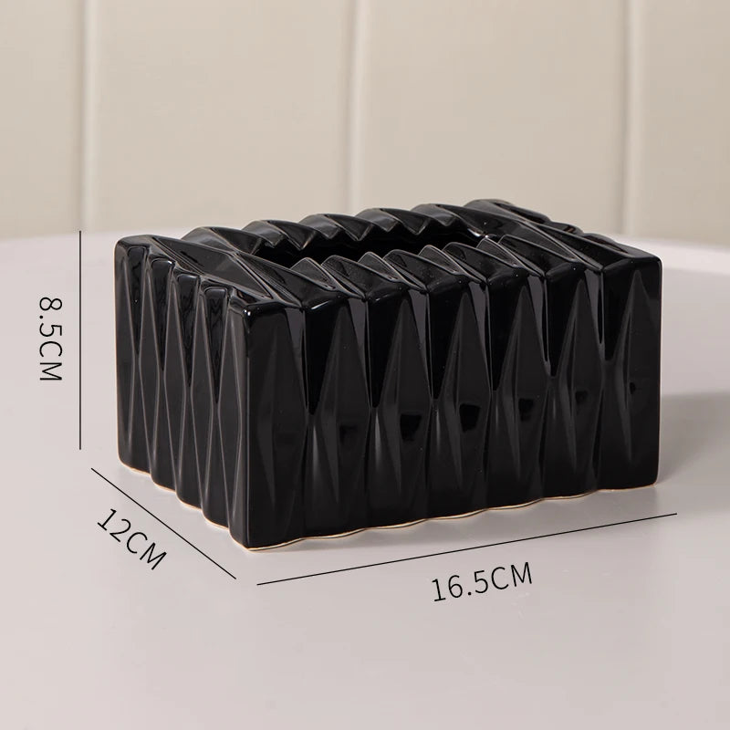 European Style Ceramic Tissue Box Holder Black & White Home Decor