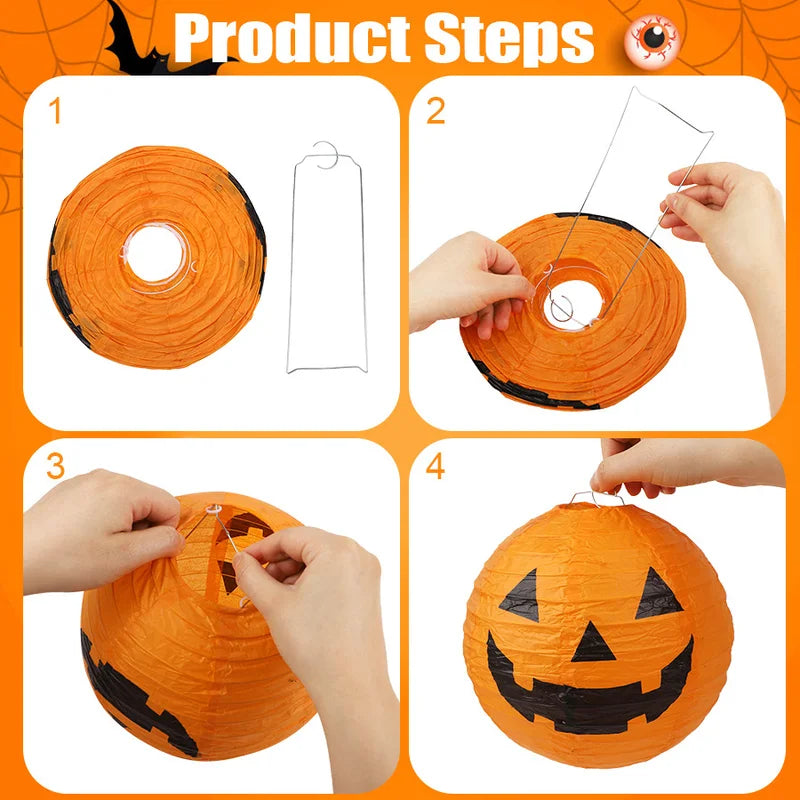 Halloween Hanging Paper Lanterns Set - Indoor Outdoor Garden Decorations