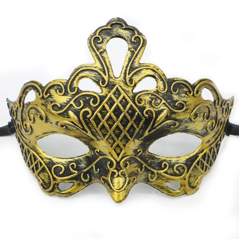 Vintage Prince Masquerade Half Face Mask for Parties - Black and Copper