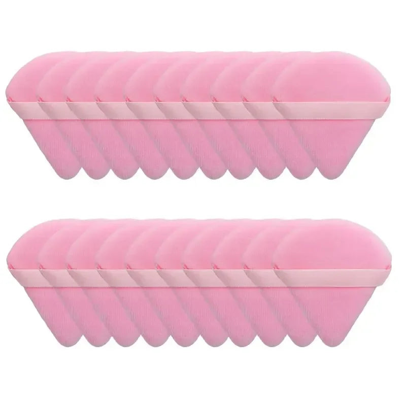 Triangle Velvet Powder Puff Set - Mini Face Makeup Sponges, Washable, Lightweight