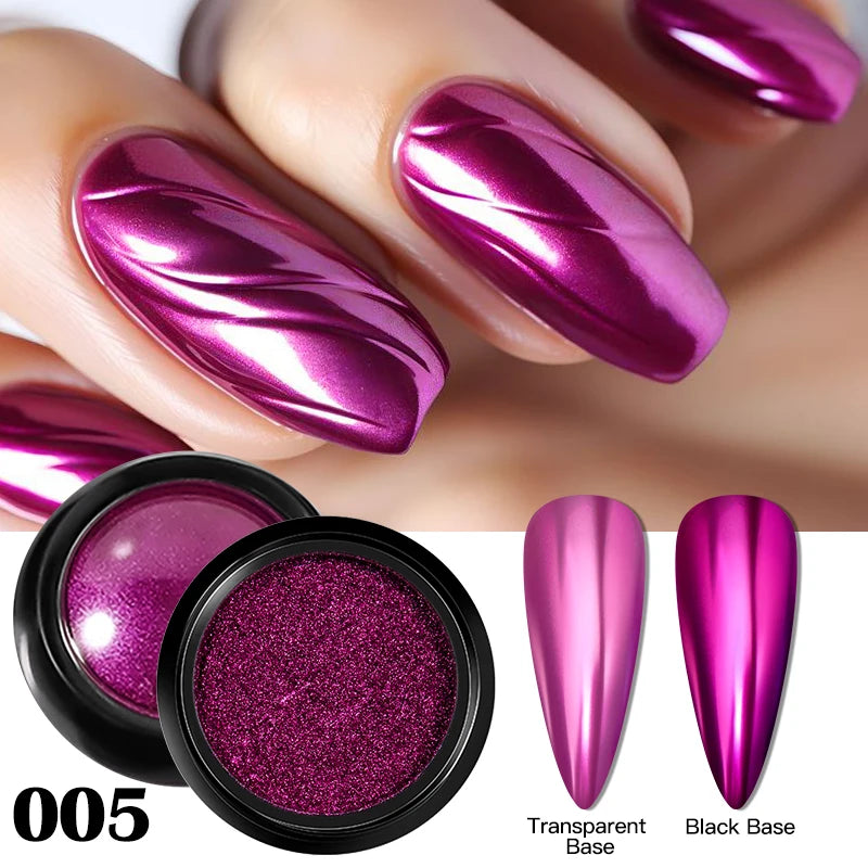 Metallic Mirror Nail Powder Set - 8 Colors for DIY Manicure & Nail Art