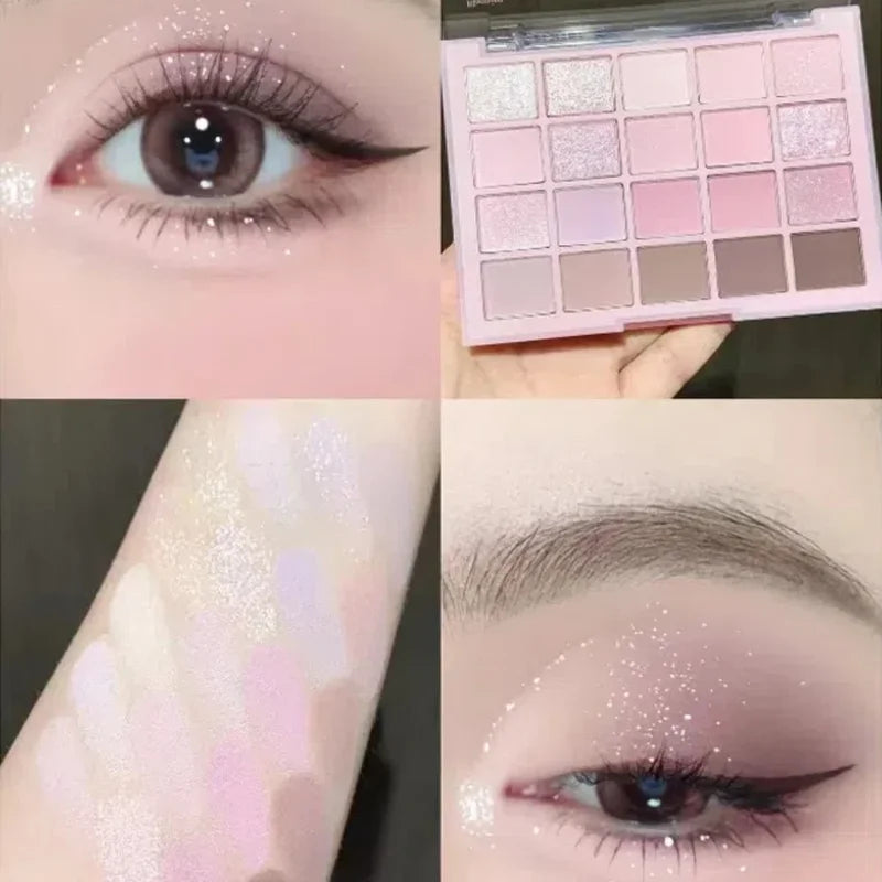 Colorful Korean Eyeshadow Palette - Waterproof Long Lasting Matte & Glitter Shades