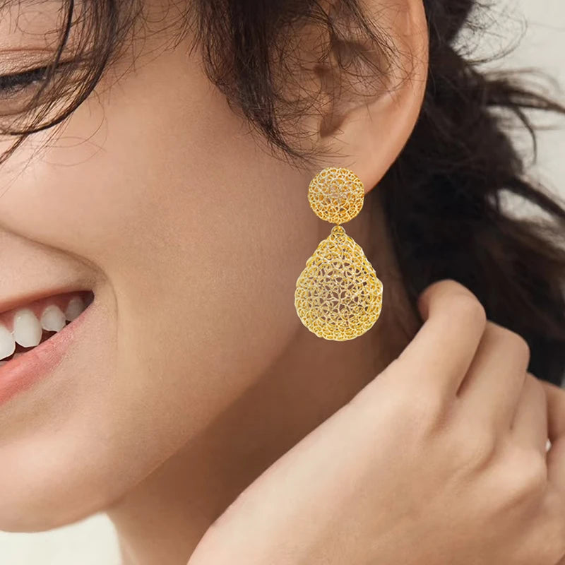 Women's Drop Earrings 18K Gold Plated Copper Water Drop Pendant Jewelry