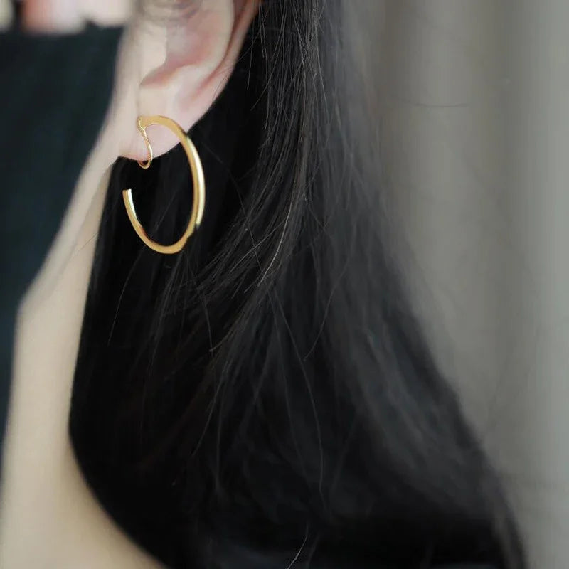 Big Hoop Earrings Rotatable Mosquito Coil Clip-on Jewelry for Women