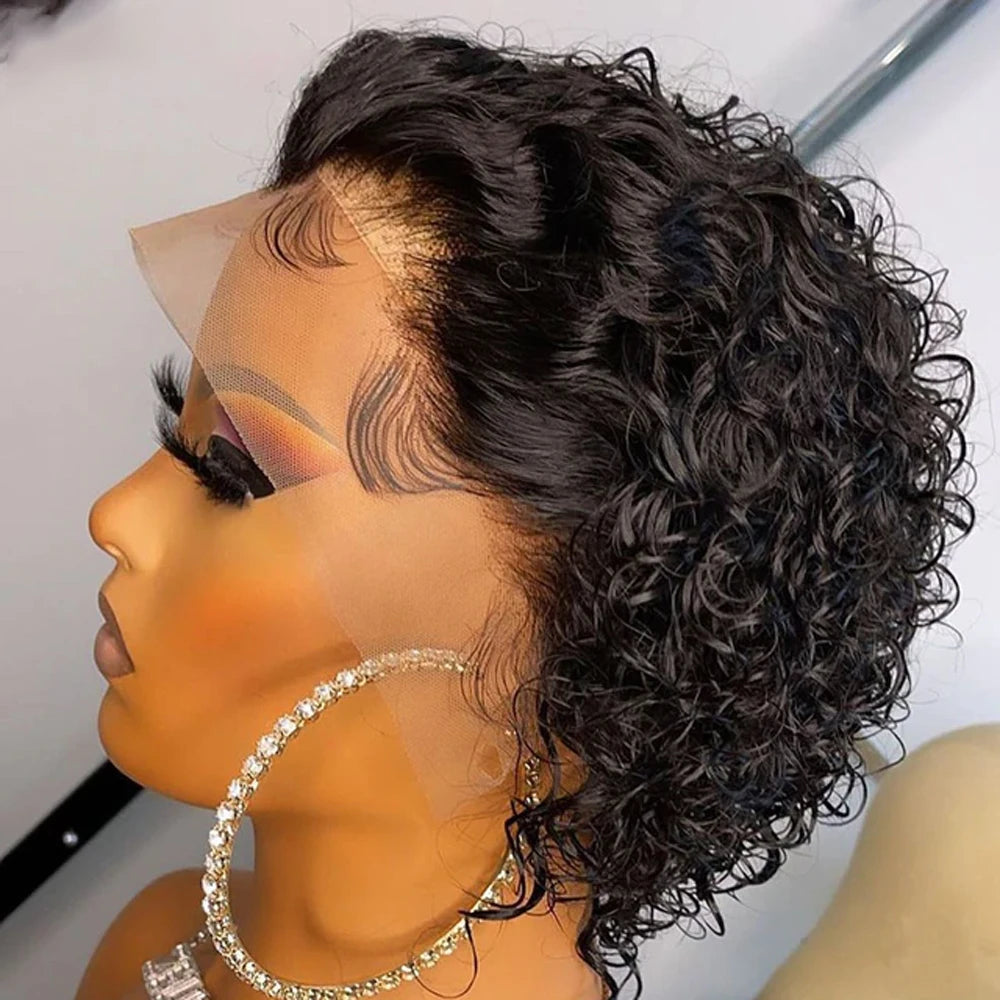 Pixie Cut Human Hair Wig 13x1 Lace Frontal Short Bob for Black Women