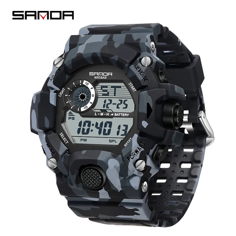 Digital Sports Men's Waterproof Watch with Shockproof Stopwatch and Military Style