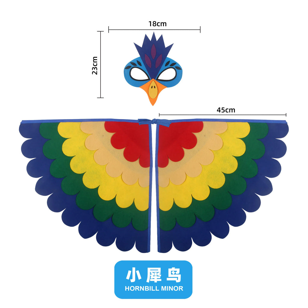 Kids Bird Wings & Mask Costume Set for Stage Play Halloween Cosplay