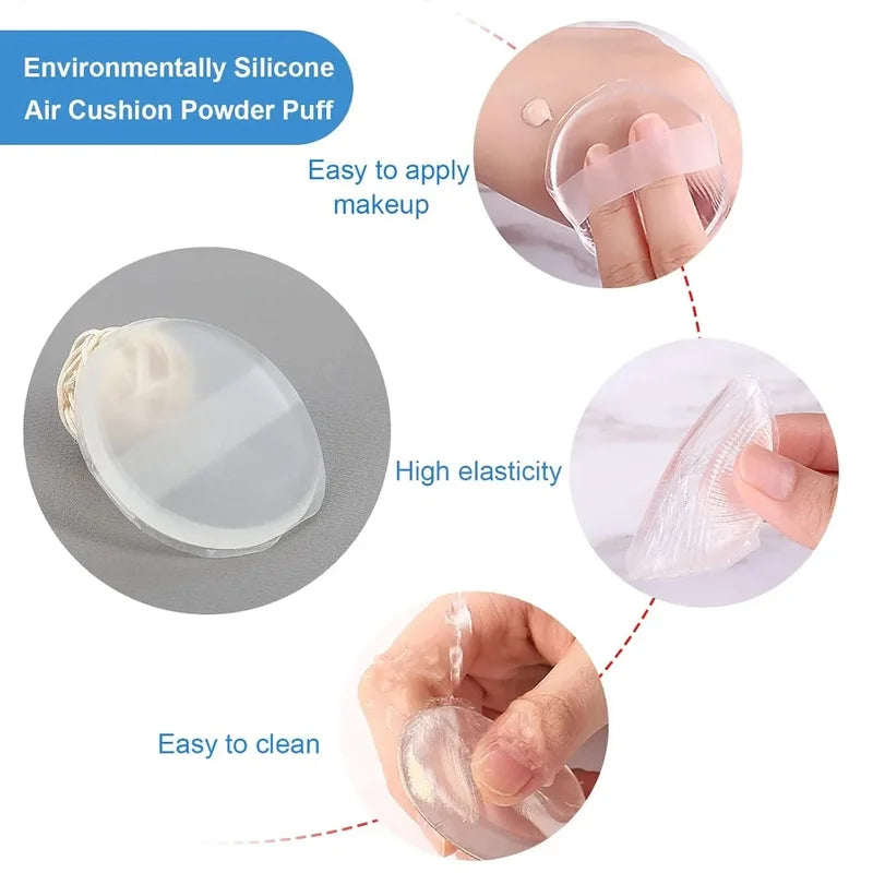 Silicone Makeup Puff Set - Reusable Soft Beauty Sponges for Liquid & Cream Foundations