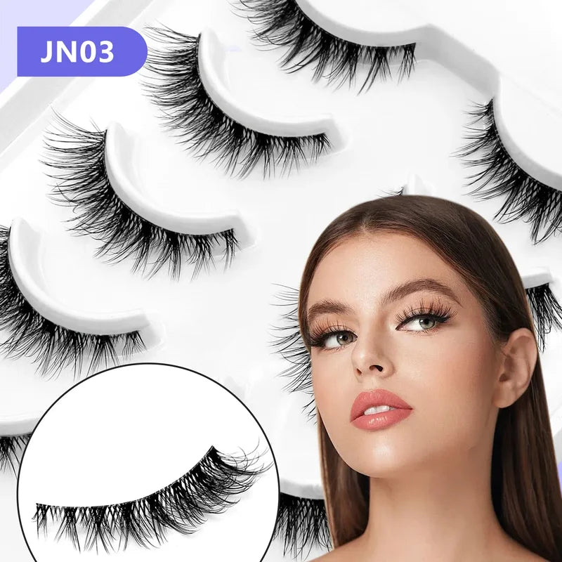 Veltrinay Faux Mink False Eyelashes Natural Look Wispy Winged Eye Makeup