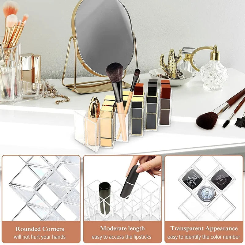 16-Grids Acrylic Lipstick Jewelry Organizer Box - Cosmetic Storage Case