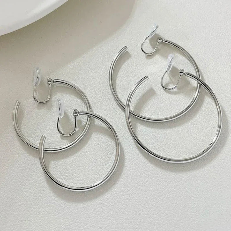 Big Hoop Earrings Rotatable Mosquito Coil Clip-on Jewelry for Women