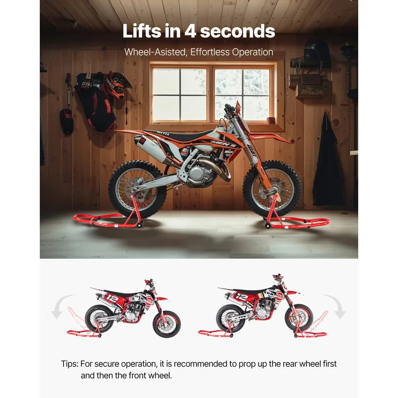 Motorcycle Stand Lift Combo Set - Support Up to 850lbs for Front & Rear Wheels
