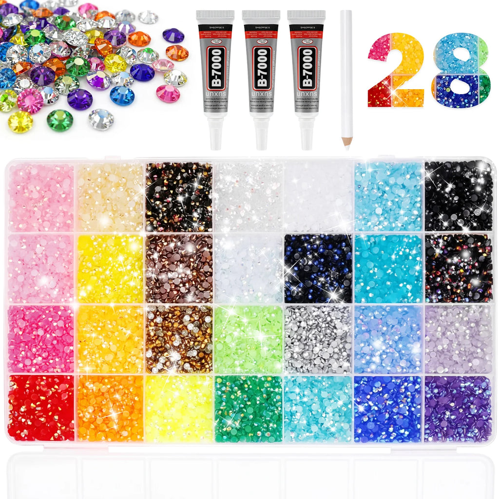 DIY Resin Rhinestone Nail Art Kit with Flatback Gems, Glue, and Pickup Pen
