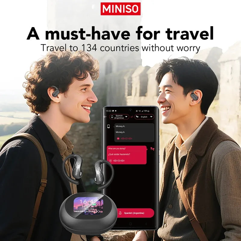Wireless Bluetooth Earbuds with Touchscreen and AI Translation