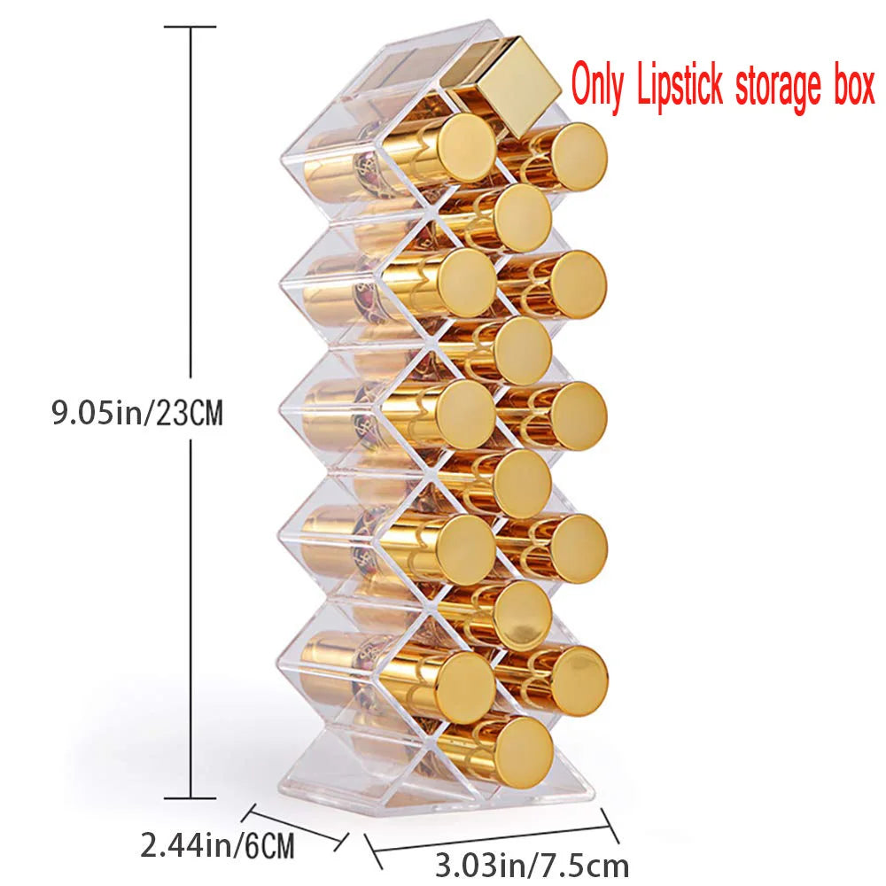 16-Grids Acrylic Lipstick Jewelry Organizer Box - Cosmetic Storage Case
