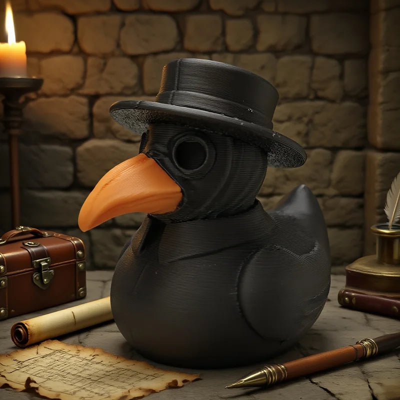 Halloween Gothic Duck Ornaments - Dark Retro Desktop Decor, Fun Small Objects
