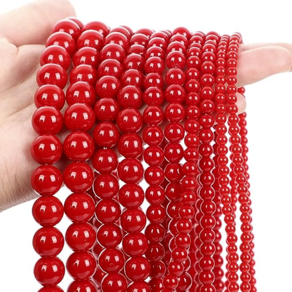 6/8/10mm Red Coral Crystal Beads for Jewelry Making DIY Bracelets & Necklaces