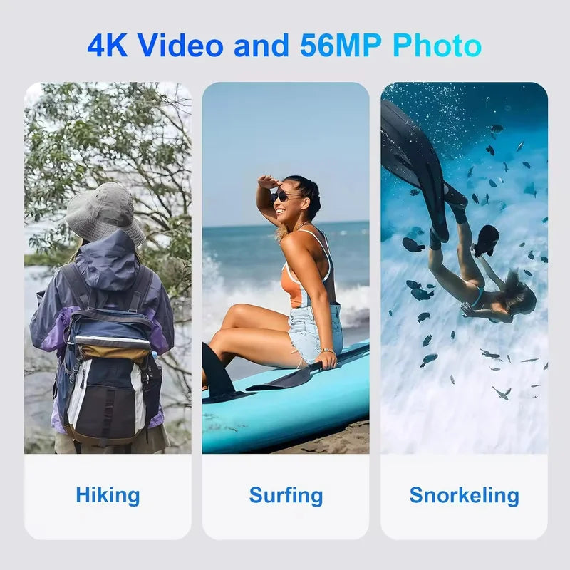 4K Waterproof Underwater Camera for Snorkeling 33FT Dual Screen Digital Camera