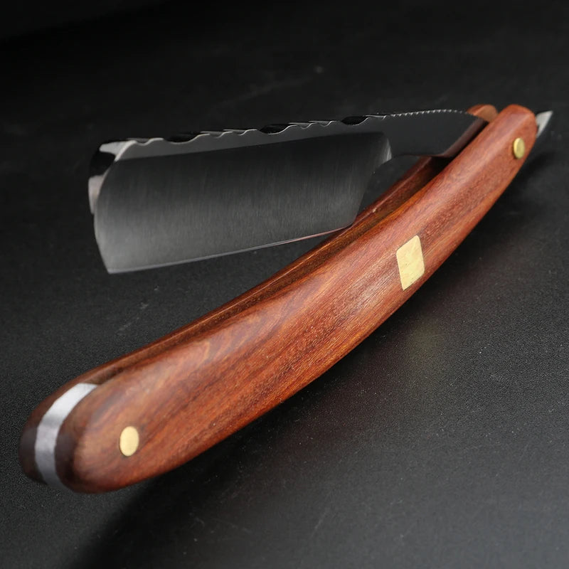 Manual Shaving Knife with Stainless Steel Blade and Wooden Handle - Precision Razor