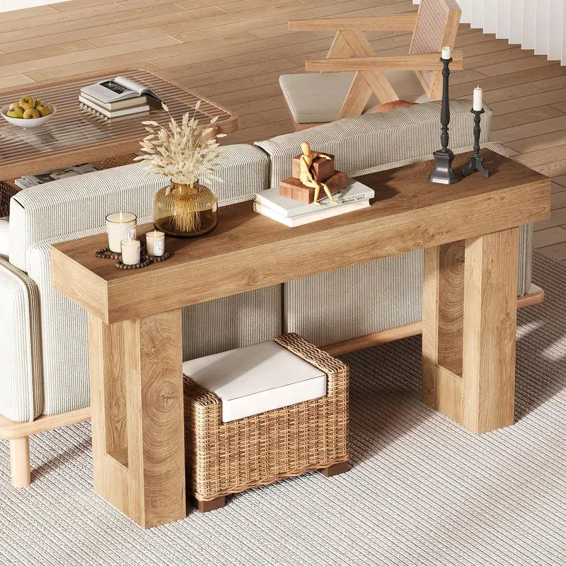 63-Inch Farmhouse Narrow Console Table for Entryway & Hallway