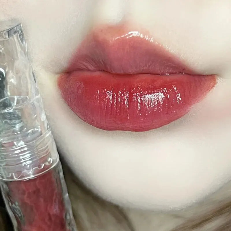 Hydrating Lip Gloss with Glacier Rock Mirror Design - Long-Lasting Moisturizing Lip Shine