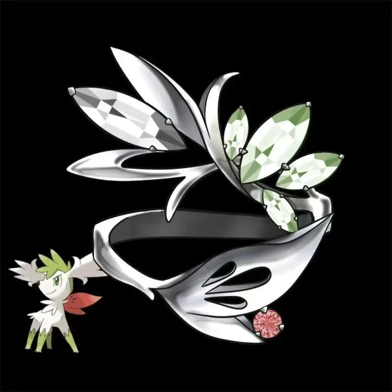 Pokemon Silver Couple Ring Set - Litwick Dragonair Anime Cartoon Accessories