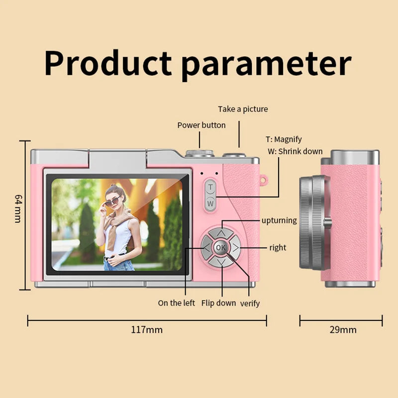 4K Digital Camera with 48MP HD Sensor, 8X Zoom, Flip Screen & Anti-Shake