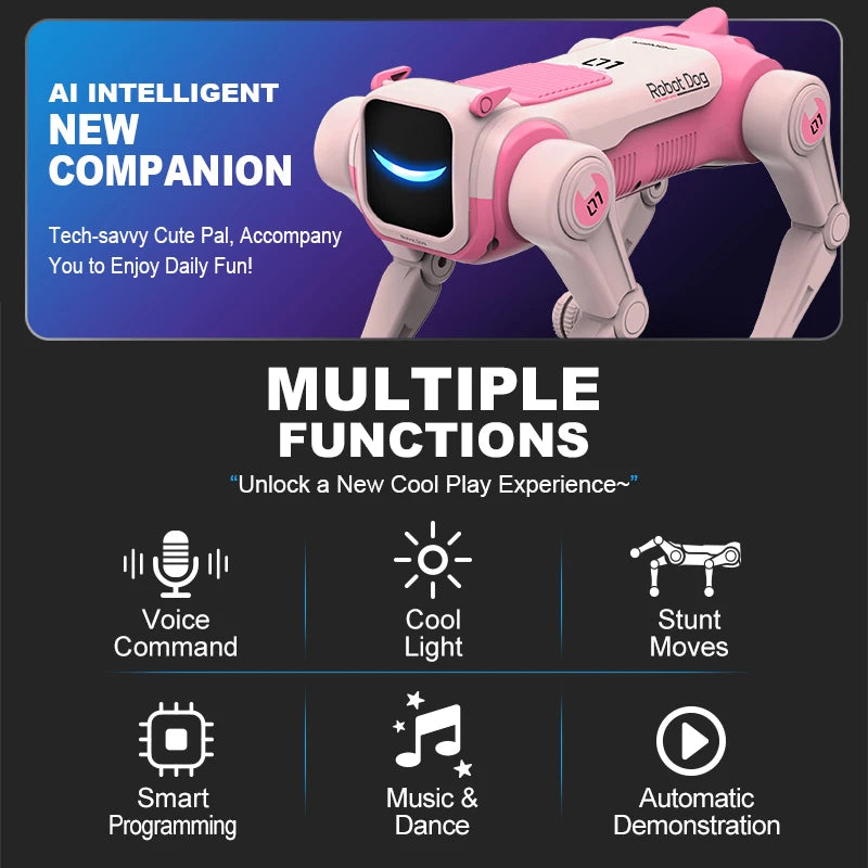 Interactive Robotic Dog Toy with Voice Control & Stunts - Kid's Gift