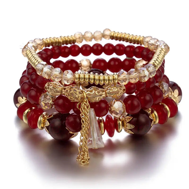 Colorful Tassel Charm Beads Bracelet Set for Women Bohemian Jewelry
