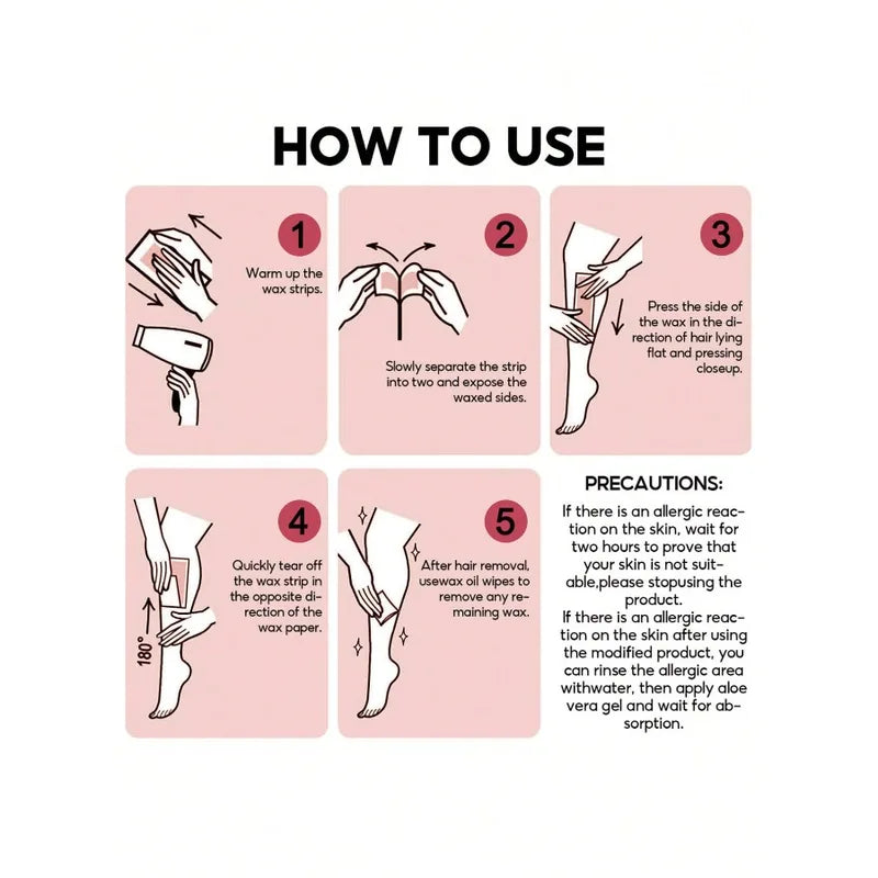 Professional Hair Removal Wax Strips & Soothe Oil Wipes - Summer Depilation Kit
