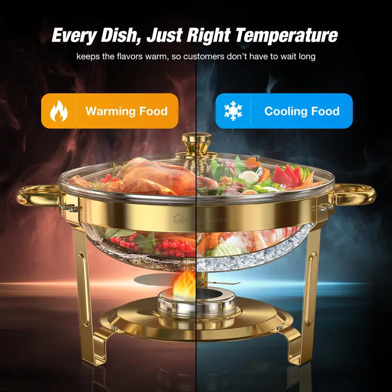 Stainless Steel Chafing Dishes Set 5QT Buffet Food Warmers for Parties & Holidays