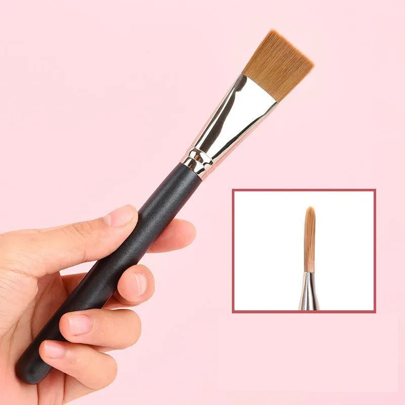 Professional Wooden Handle Foundation Brush for Makeup & Facial Masks - Soft Cosmetic Tool