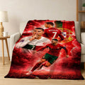 3D Football Star R-Ronaldo Flannel Blanket - Soft Cozy Throw for Home & Bed