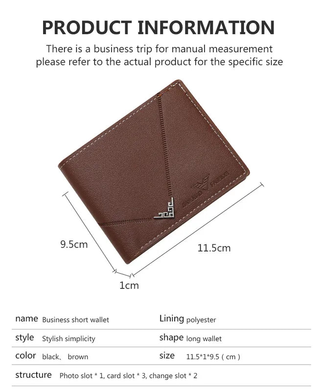 Men's Slim Leather Money Clip Wallet Card Holder Bifold Casual Purse