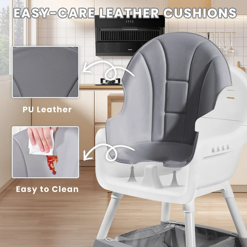 Portable Baby High Chair with Removable Double-Layer Tray & Toy Rack - Adjustable & Easy to Clean, Suitable for 6 Months to 3 Years