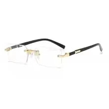 Unisex Rimless Rectangle Sunglasses UV400 Polarized Metal Frame Small Square Shades