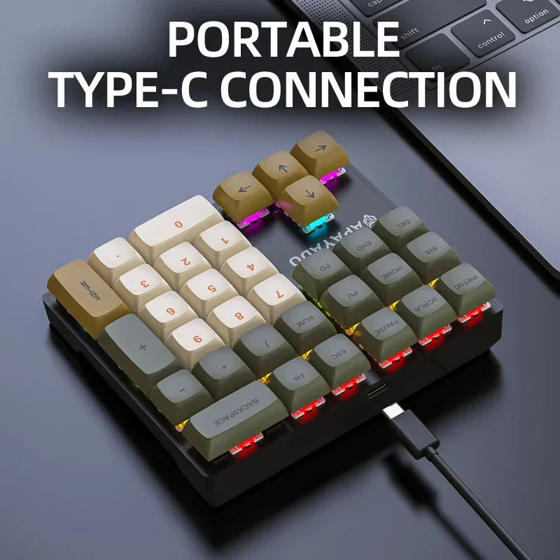 Mechanical Numeric Keypad 33 Keys with Multi-Color Lighting for Office & Finance