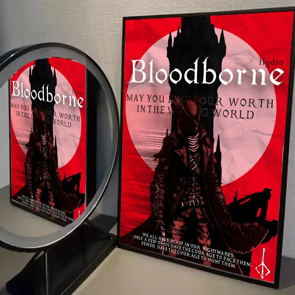Bloodborne Game Wall Art Poster - Waterproof Self-Adhesive Sticker for Home & Bar Decor