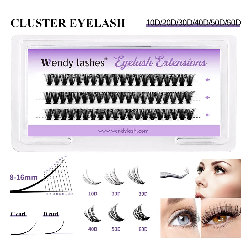 Natural Style Cluster Eyelashes 10D 20D 30D 40D Bundles Handmade 10-20 Pieces