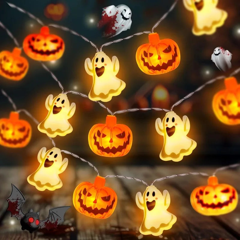 Halloween Pumpkin & Ghost String Lights - Battery Powered LED Decor (All Variants)