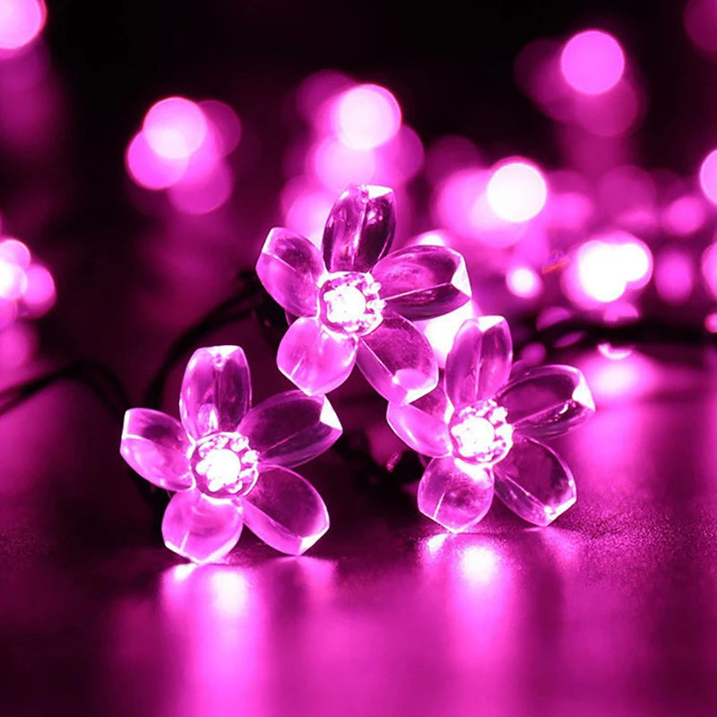 Solar Cherry Garden Blossom String Lights Waterproof Outdoor Decoration