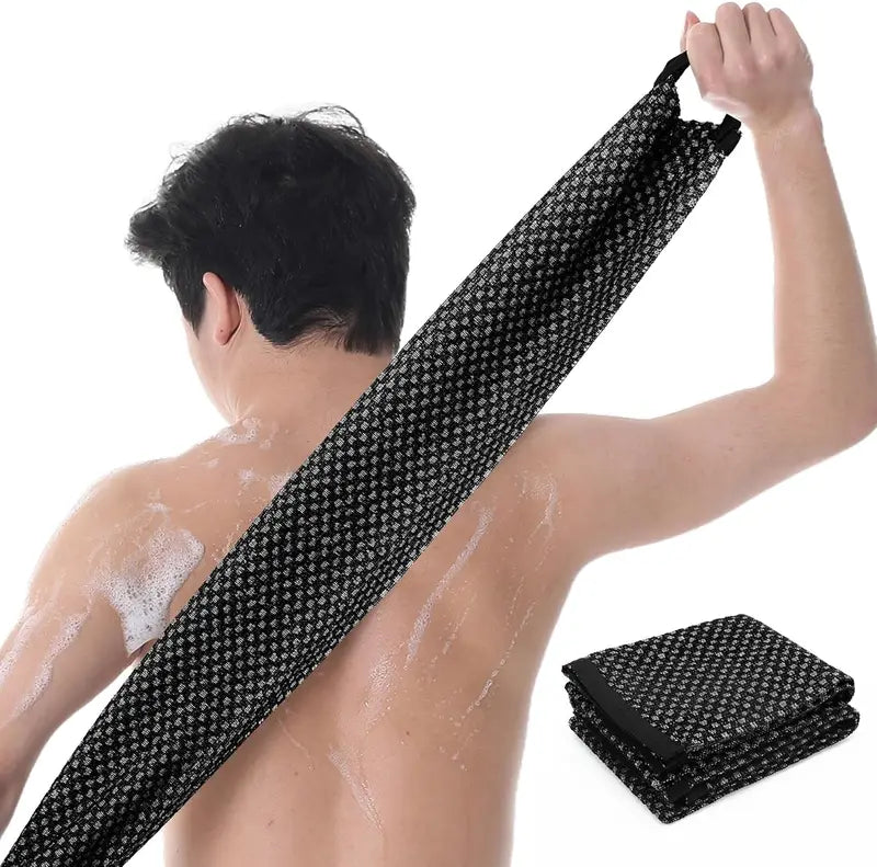 Exfoliating Bath Towel & Back Scrubber Set - Soft Shower Sponge for Body Cleansing