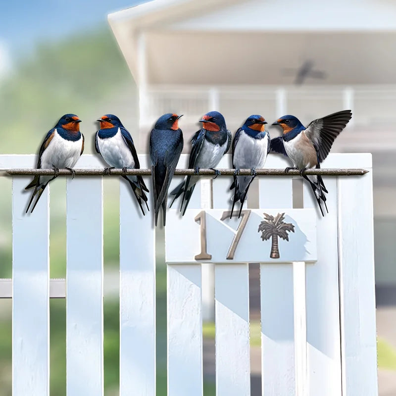 Metal Bird Wall Decoration - Outdoor Fence Branch Swallow Wall Art