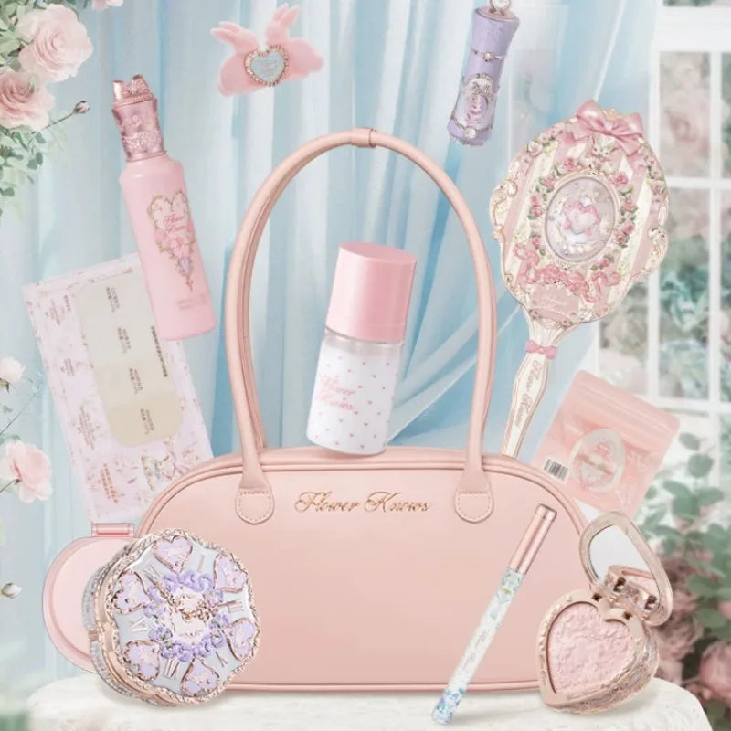 Complete Makeup Gift Set with Lip Cream Blush Cushion BB Concealer & Hydrating Essence in Cosmetic Bag