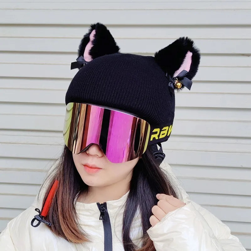 Winter Ski Helmet Cover - Washable Knitted Snowboard Helmet Decor for Men Women